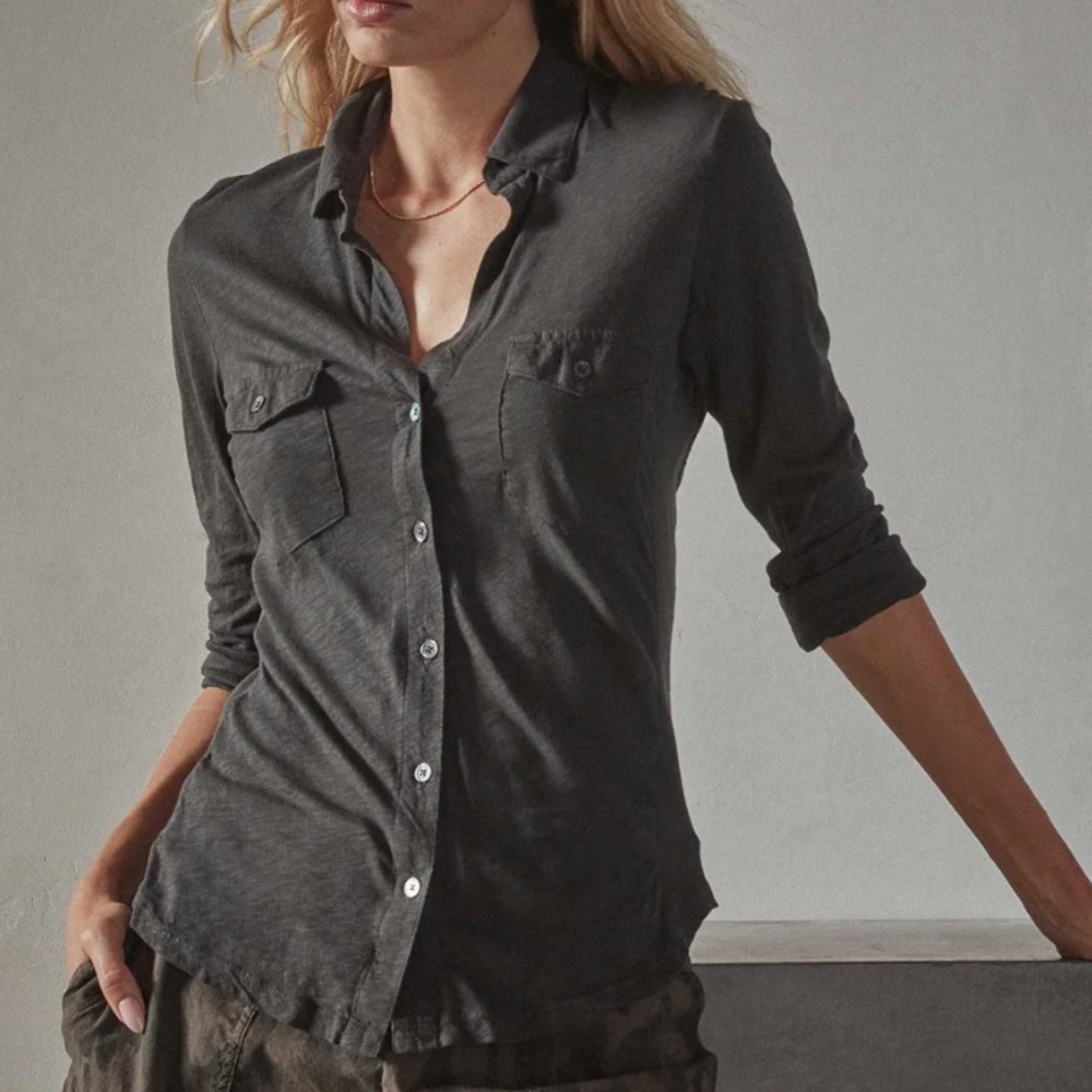 STANDARD JAMES PERSE women’s SUPIMA Cotton Slub Side Panel Shirt - Picture 6 of 10